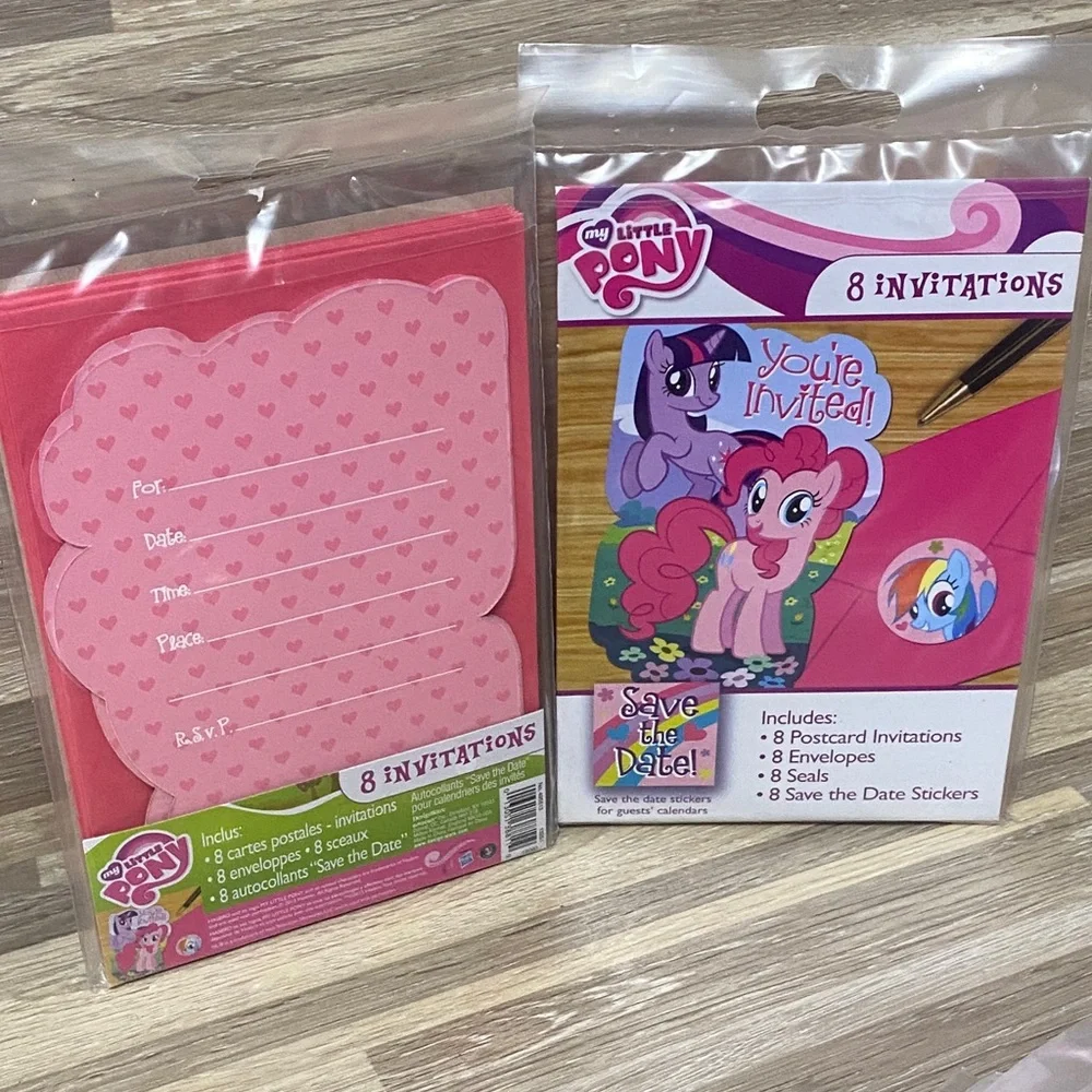 My Little Pony Pink and Purple Invitations 16 Pinkie pie party decoration ponys